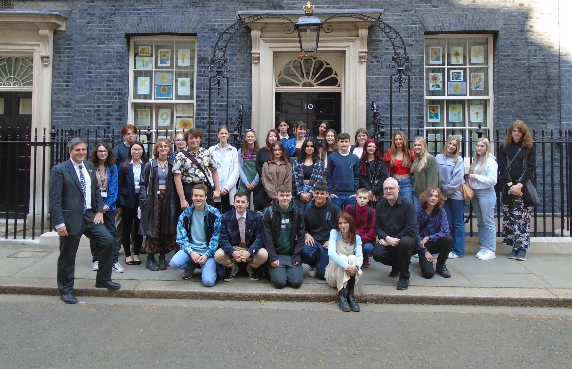 Group of students outside 10 downing street